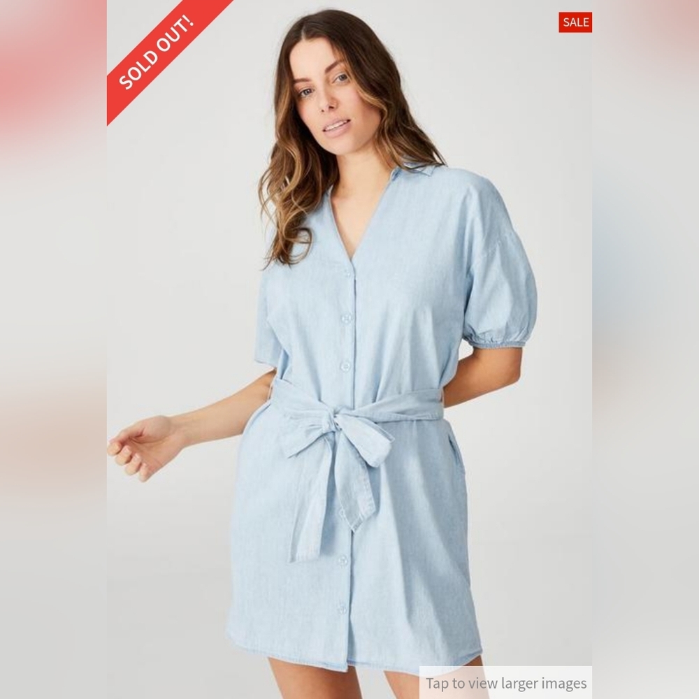 NWT Cotton On Woven Fern Shirt Dress - Light Chambray Blue